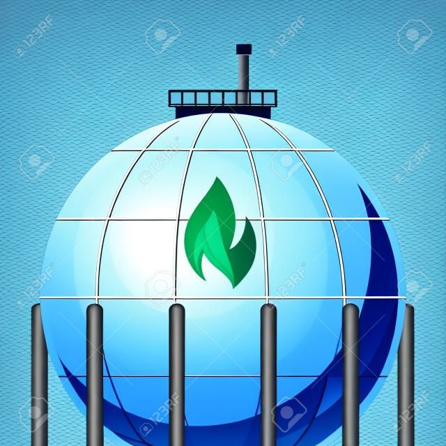 Illustration der Erdgasspeicheranlage. Industrielles und geschäftliches stilisiertes Bild.