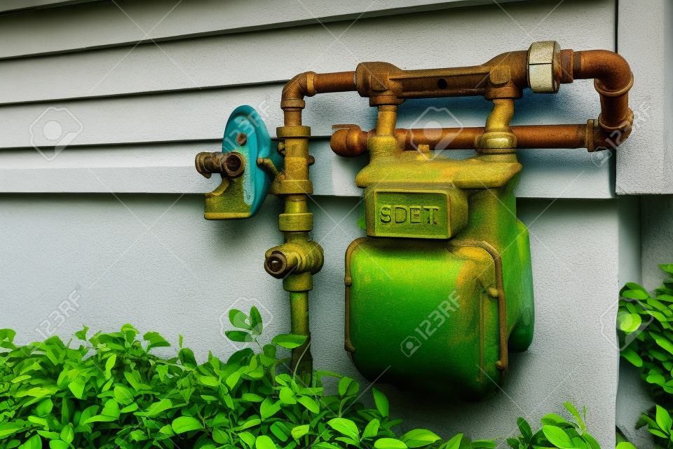 Più vecchio contatore del gas residenziale, al di fuori di una casa.