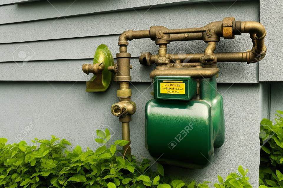 家の外で古いの家庭用ガス メーター。