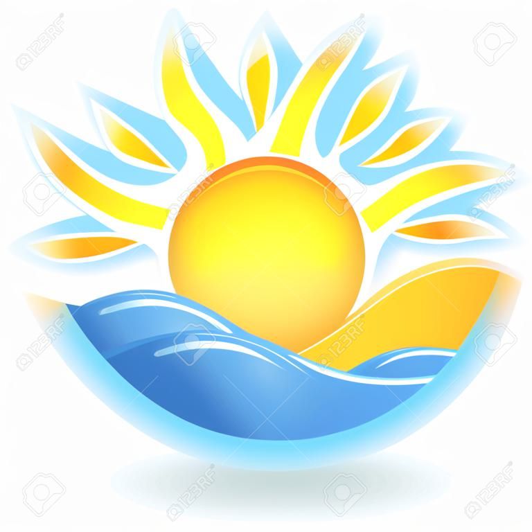El sol y el mar. Un icono para el proyecto. Ilustración vectorial