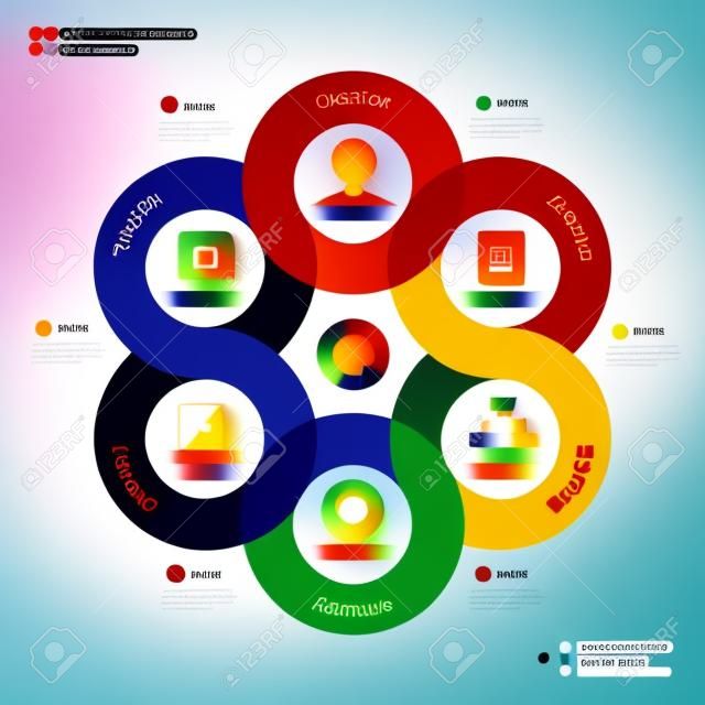 Abstract vector infographic background illustration of project elaboration made with six abstract circles   Can be used for workflow layout, diagram, number options, infographics, web design 
