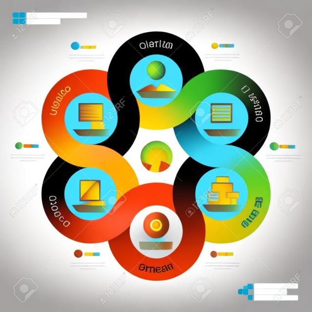 Abstract vector infographic background illustration of project elaboration made with six abstract circles   Can be used for workflow layout, diagram, number options, infographics, web design 