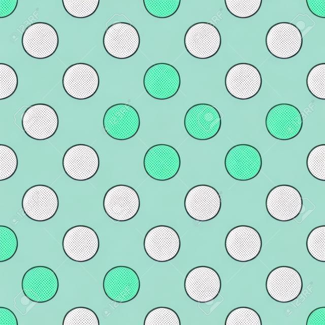Patrón de vector de azulejo con lunares blancos sobre fondo verde menta
