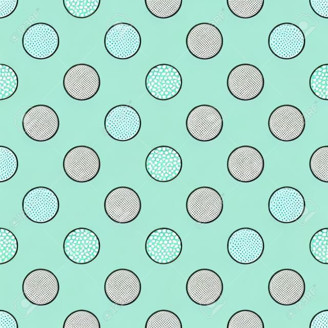 Tile vector pattern with white polka dots on mint green background