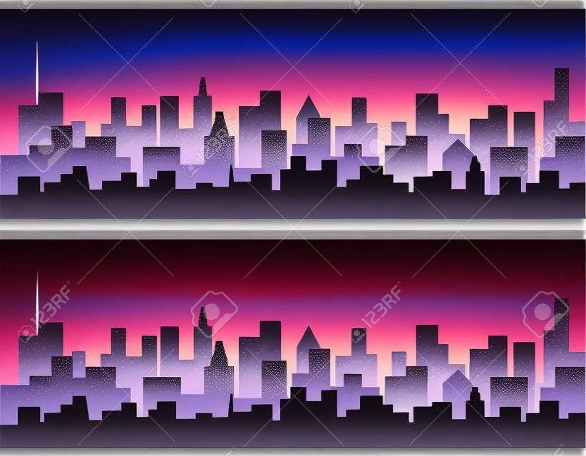 Cityscape at Dawn and Dusk