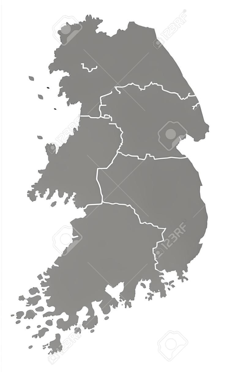 Corea del Sud mappa in grigio