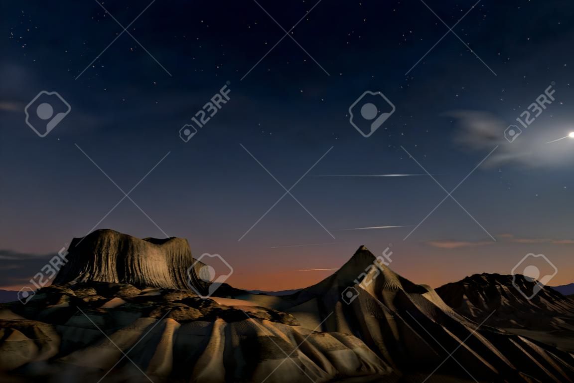 Пустыня Bardenas ночью.