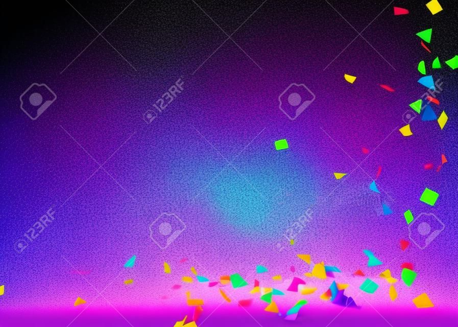 Bright and colorful confetti flying on the floor. Isolated background. 3D illustration