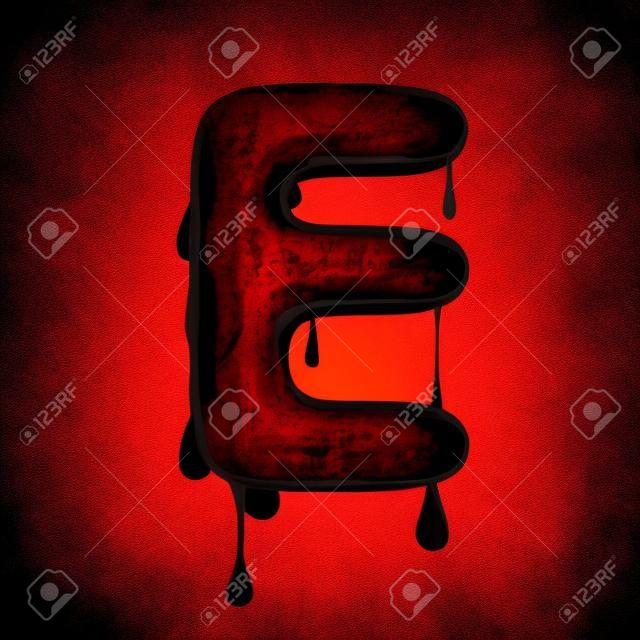 Blood font halloween horror letter E
