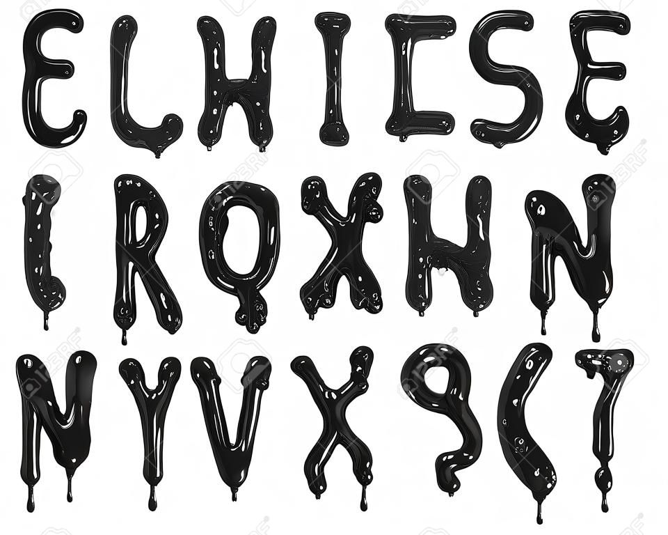 Lettres de l'alphabet halloween dégoulinant de slime. Rendu 3D