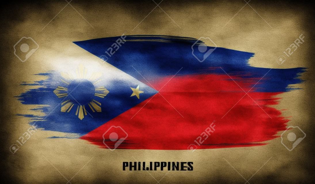 Philippines flag vector grunge paint stroke illustration.
