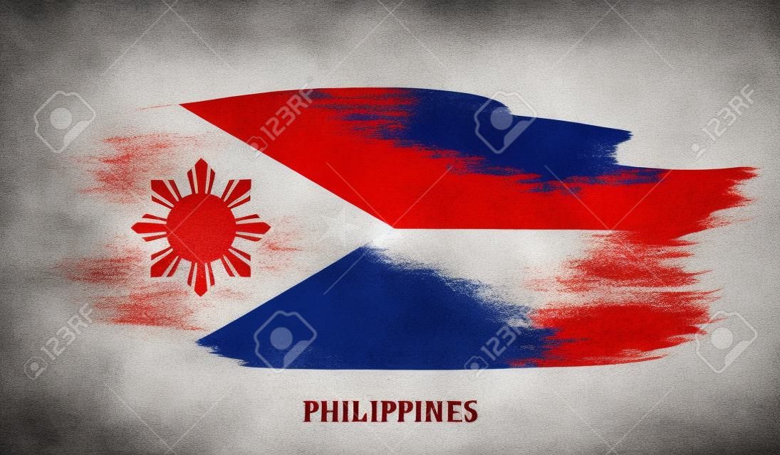 Philippines flag vector grunge paint stroke illustration.