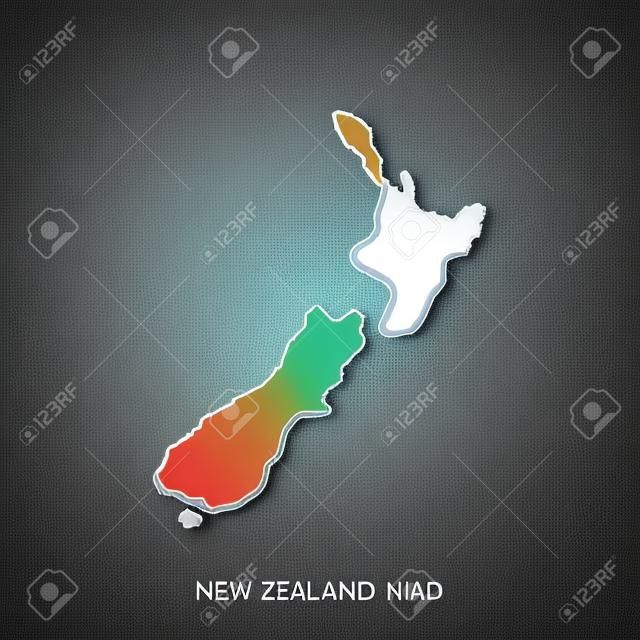 New Zealand vector country map outline. Black line on white background