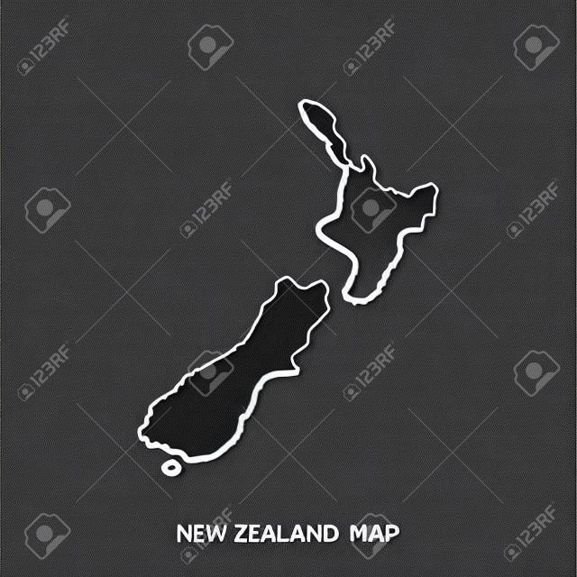 New Zealand vector country map outline. Black line on white background