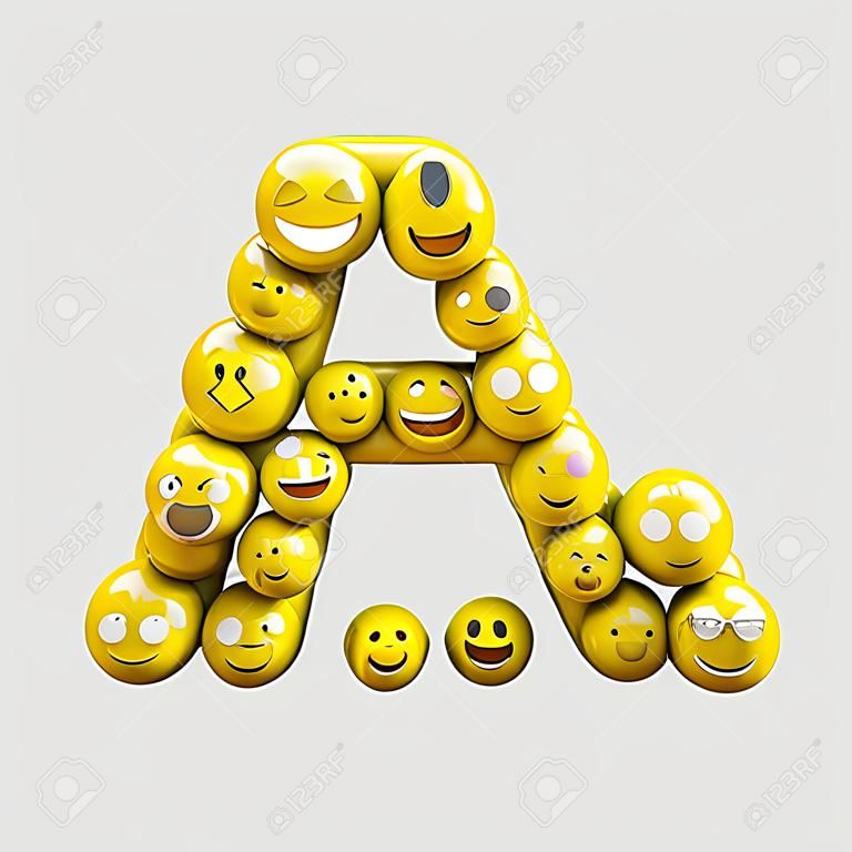 A harfi emoji karakter yazı tipi. 3D Rendering