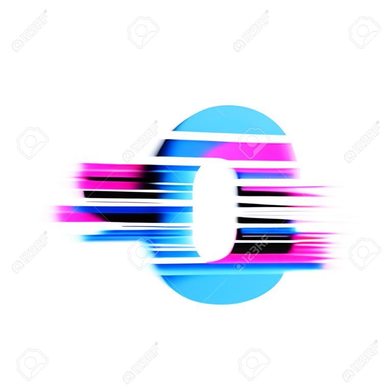 Letter C distorted neon glitch effect text font. 3D Render