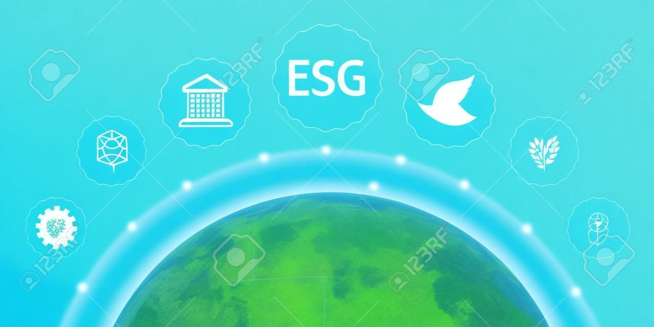 Concept of environmental social governance ESG business with sustainable global management goals