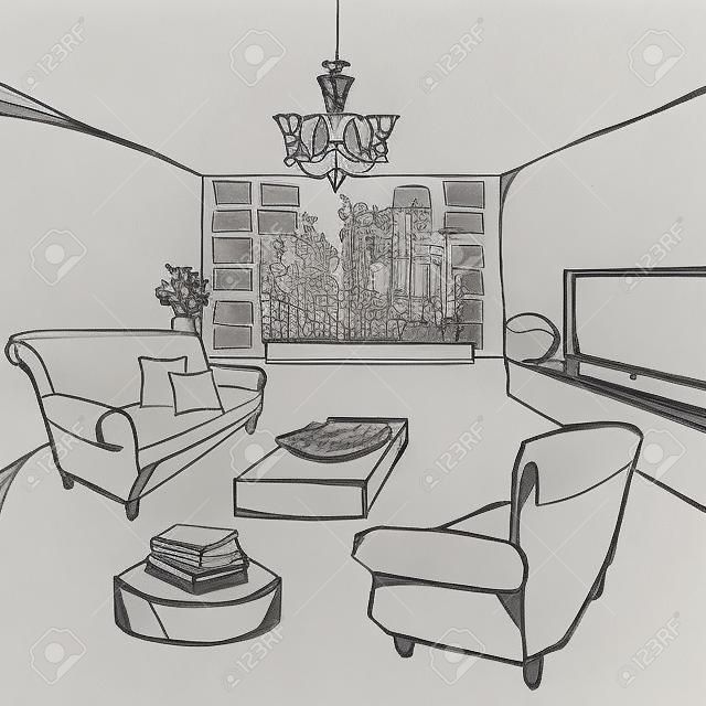 a great living room sketch