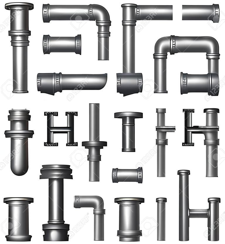 Metall edelstahl Rohr Alphabet. Industrie Buchstaben. Hinzugefügt Beschneidungspfad