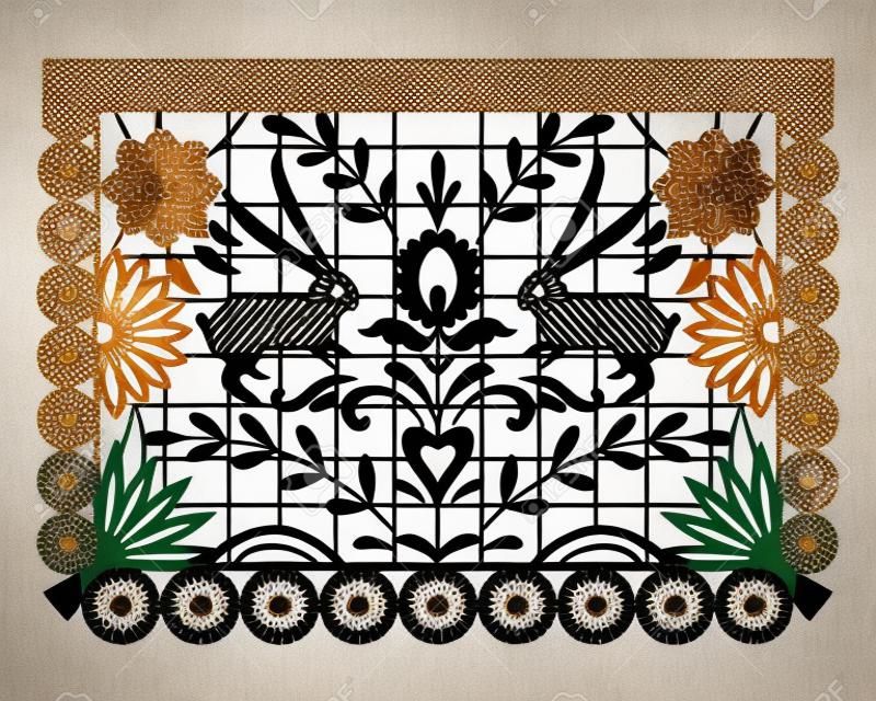 Mexikanisches Papel-Picado-Banner. Mexikanische Papierdekorationen