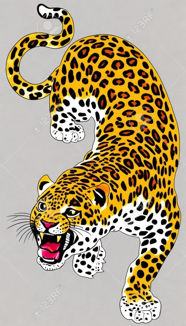 леопард тату иллюстрации, изолированных на белом фоне
