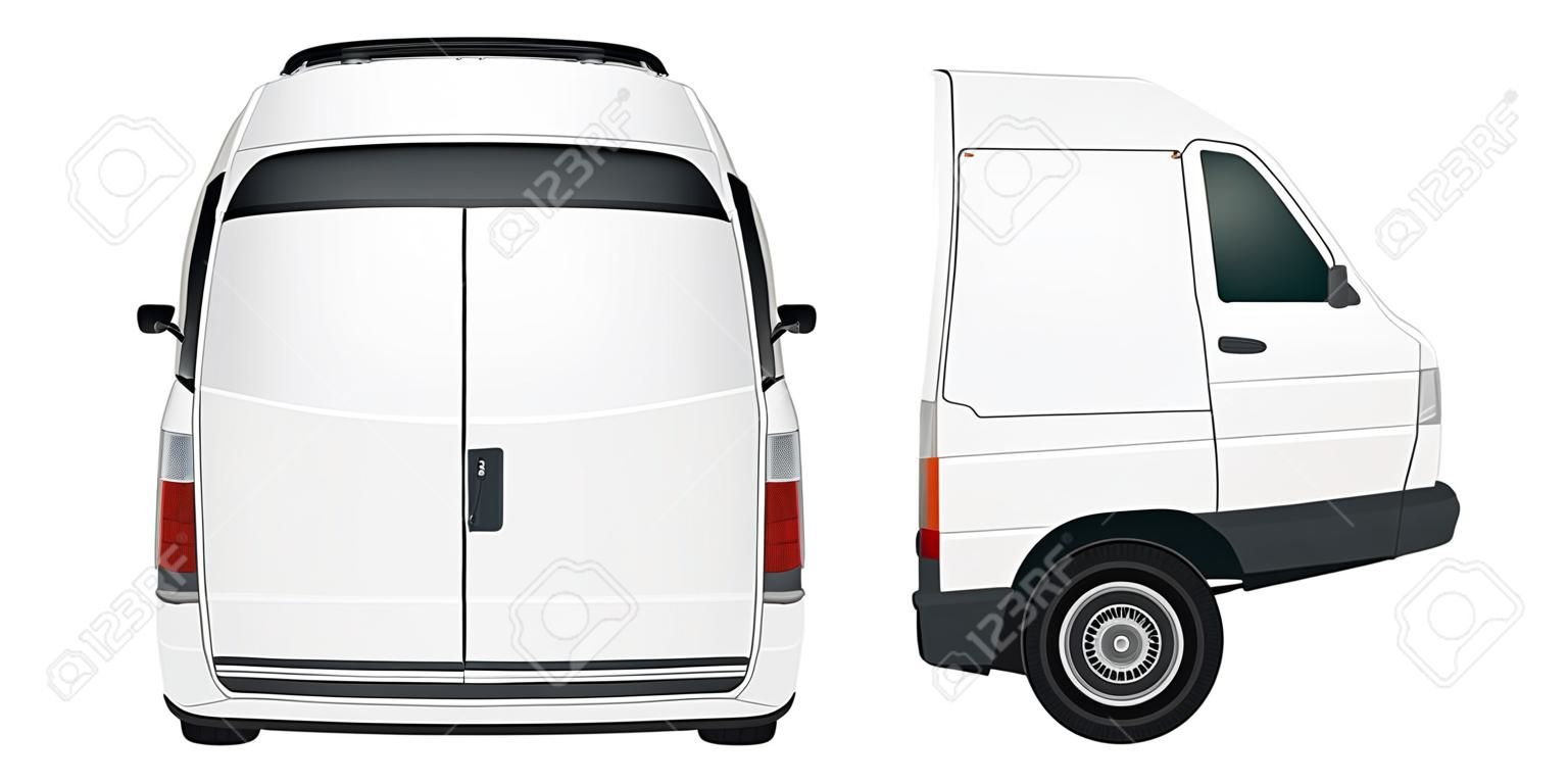 Weißer Passagier Minivan auf einem weißen Hintergrund - Stock Vektor.