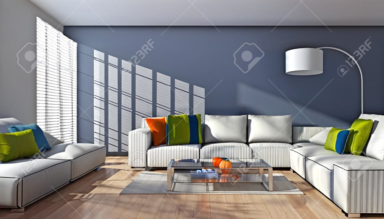 Modern bright interiors. 3d rendered illustration