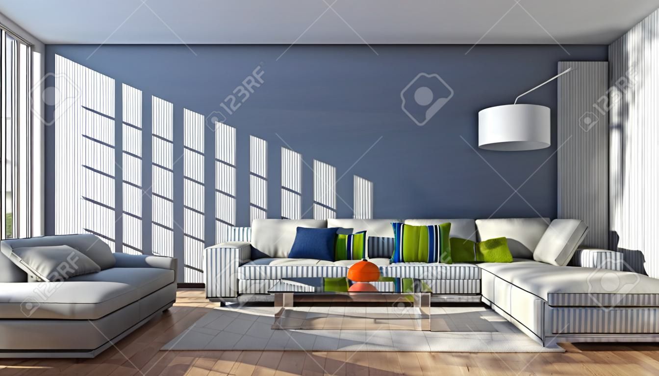 Modern bright interiors. 3d rendered illustration