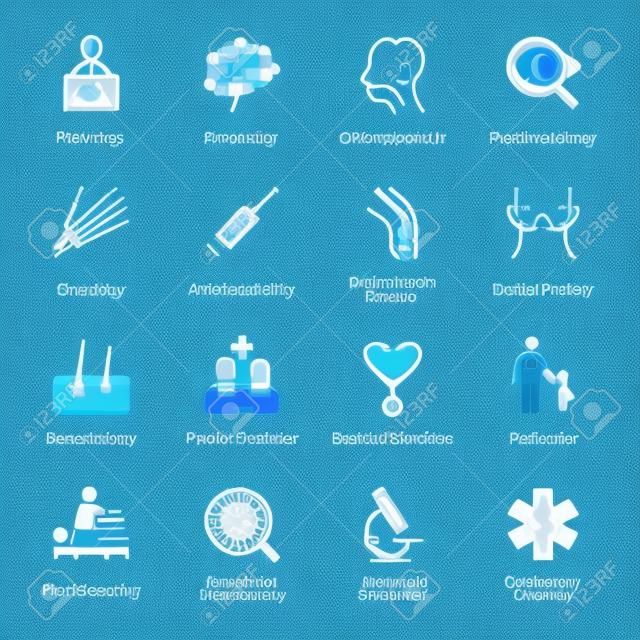 Conjunto de ícones de especialidades médicas 3 - Série Azul
