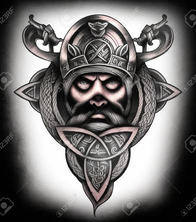 Viking tatuaggio e t-shirt design