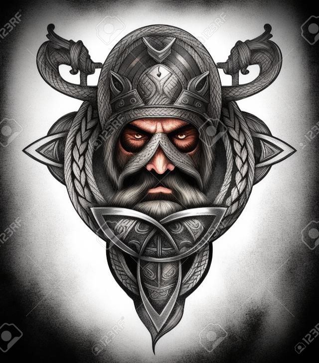Diseño del tatuaje y de la camiseta de Viking