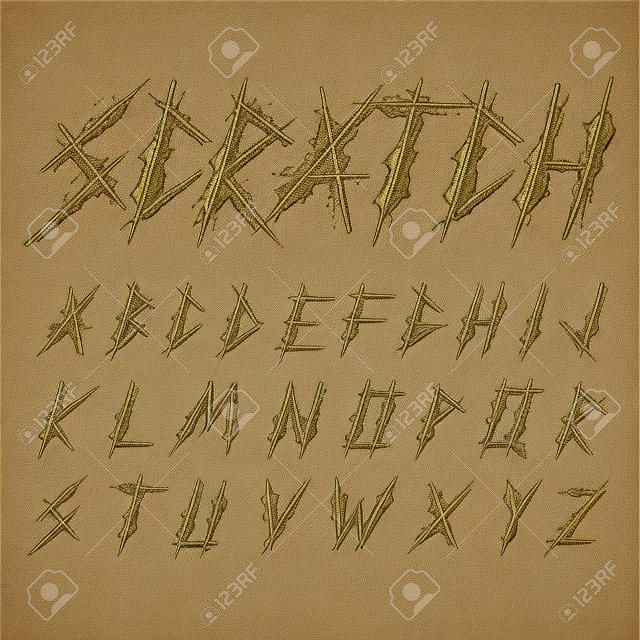 Царапины шрифта шрифт вектор