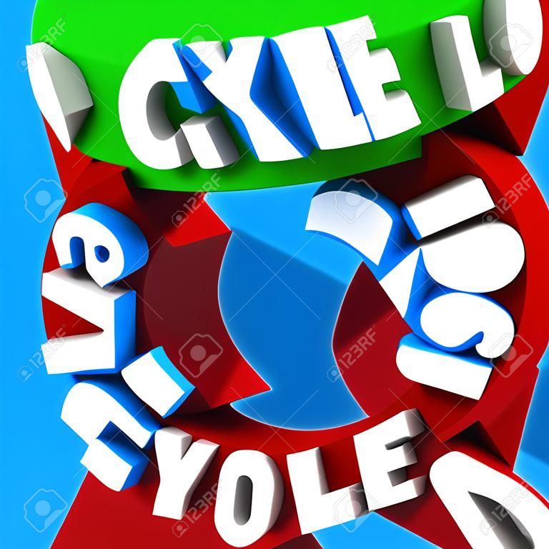 Ciclo senza fine di parole Loop Frecce 3d illustrazione