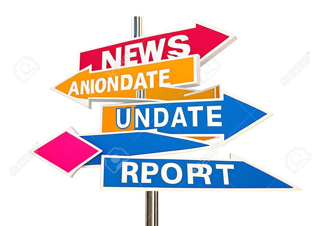 News Announcement Update Report Information Arrow Signs 3d Illustration