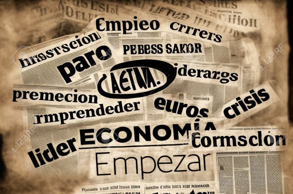 words cut from newspapers, crisis-related