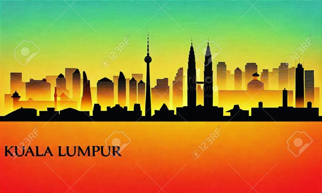 Kuala Lumpur şehir manzarası siluet illüstrasyon