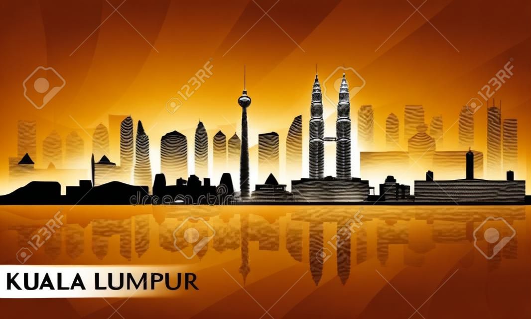 Kuala Lumpur toits de la ville silhouette détaillée. Vector illustration