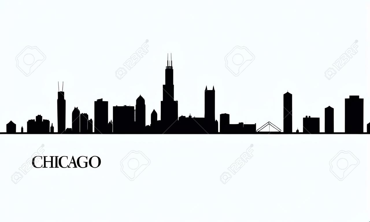 시카고 도시의 스카이 라인의 실루엣 배경입니다.