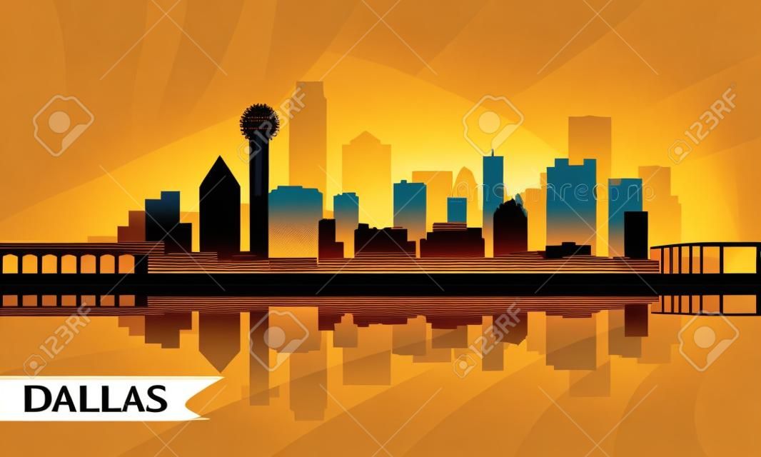 Dallas város látképe sziluettje háttér, vektoros illusztráció