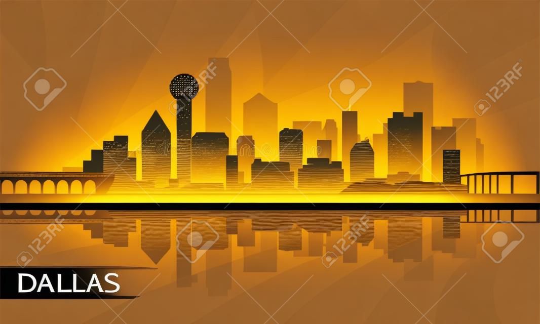 達拉斯城市天際線輪廓的背景，矢量插圖