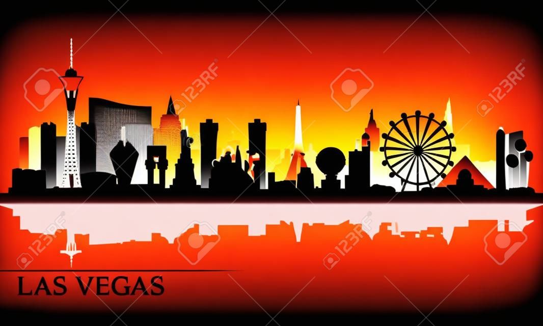 Las Vegas panoramę miasta sylweta tła, ilustracji wektorowych