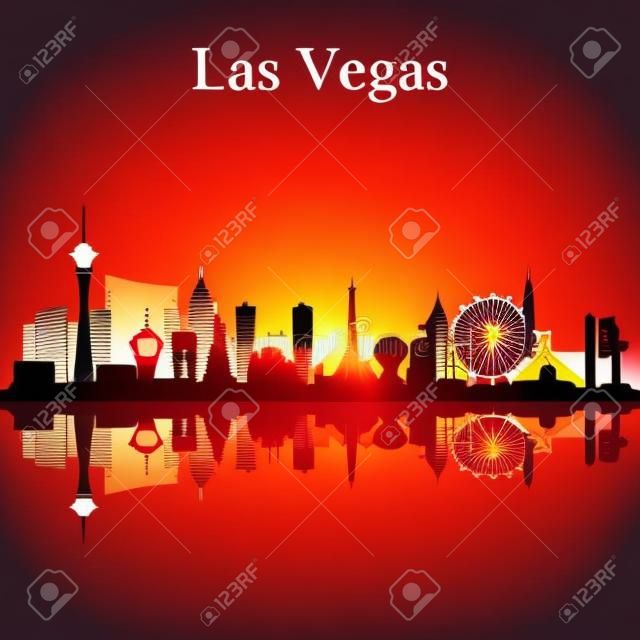 Las Vegas skyline silhouette on sunset background, vector illustration