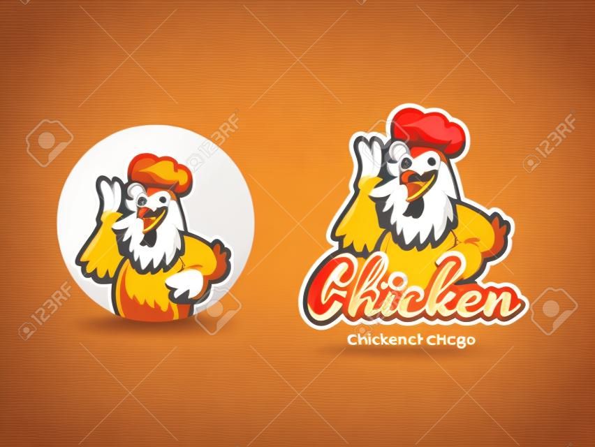 Chicken mascot logo vector. Chicken vector illustration. Chicken chef restaurant logo. Organic farm vector logo design