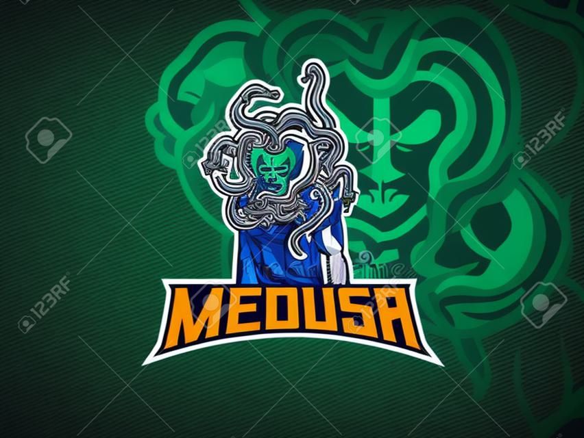 Medusa mascot sport logo design. Monster mythology mascot vector illustration logo. Myth of Medusa mascot design, Emblem design for esports team. Vector illustration