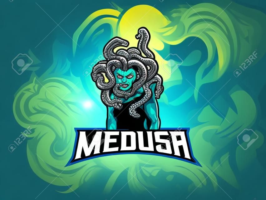 Medusa mascot sport logo design. Monster mythology mascot vector illustration logo. Myth of Medusa mascot design, Emblem design for esports team. Vector illustration