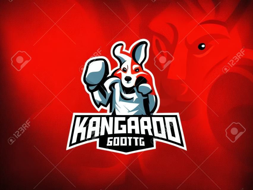 Kangaroo mascot sport logo design. Kangaroo fighter mascot vector illustration logo. Wild kangaroo mascot design with boxing gloves, Emblem design for esports team. Vector illustration