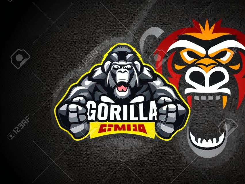 Gorilla mascot esport logo design. Gorilla animal mascot vector illustration logo. Wild angry gorilla mascot, Emblem design for esports team. Vector illustration