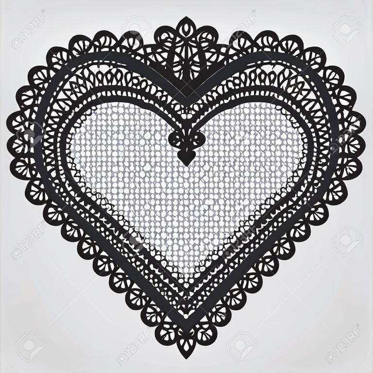 Lace element in the form of heart. Vector illustration