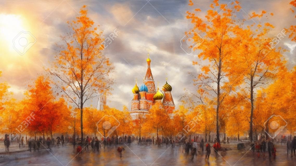 Cattedrale della chiesa della Beata Vasily sulla Piazza Rossa in autunno. Mosca, Russia