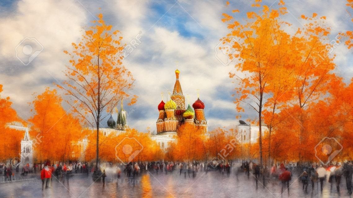 Cattedrale della chiesa della Beata Vasily sulla Piazza Rossa in autunno. Mosca, Russia
